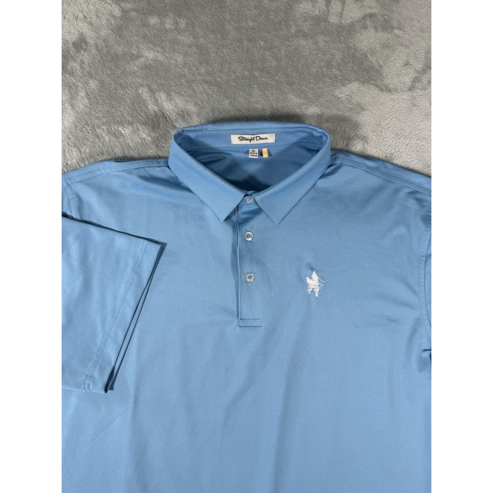 Straight Down Shirt Mens XL‎ Blue UPF 15 Golf Performance Polo Logo